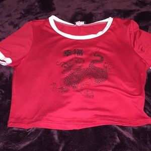Chinese dragon crop top t-shirt
